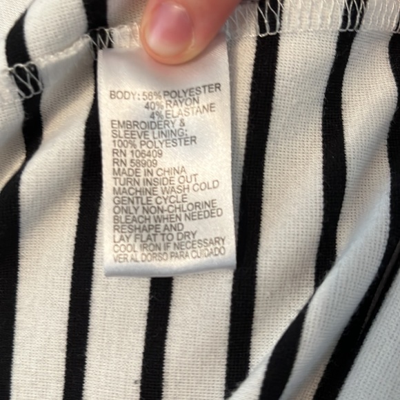 Gianni Bini Black/White Striped Shift Dress - Picture 9 of 9